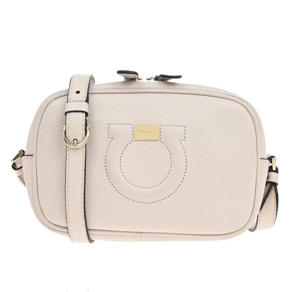 Salvatore Ferragamo Handbags - SALVATORE FERRAGAMO Logo Gancini Mini Shoulder Bag Leather White GWH 38EF396